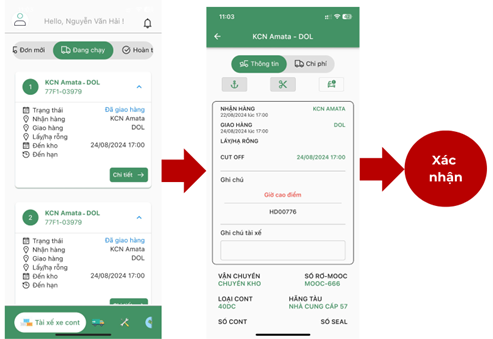 Giao diện Mobile App cho tài xế