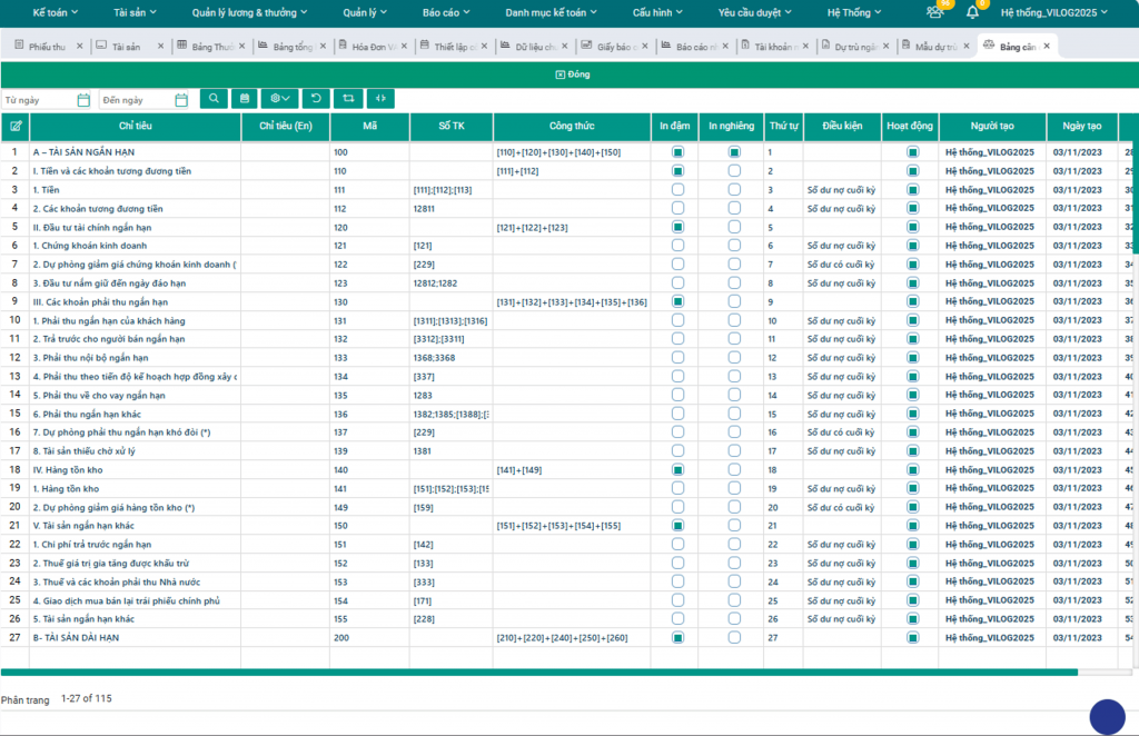 màn hình báo cáo tài chính cho doanh nghiệp logistics