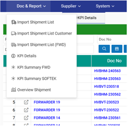 Màn hình phần mềm quản lý đại lý khai hải quan