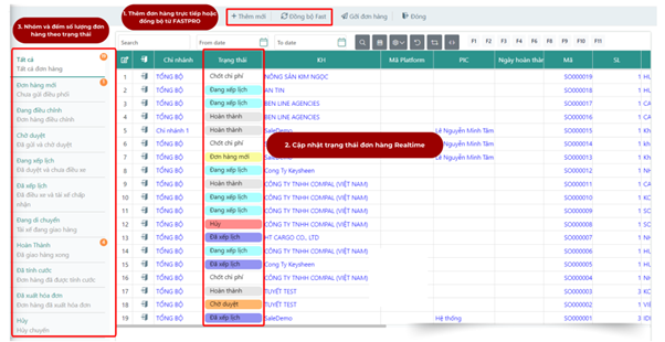 Quản lý danh sách đơn hàng