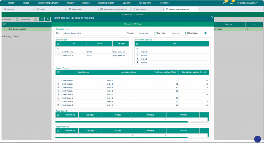 giao diện quản lý công nợ doanh nghiệp logistics
