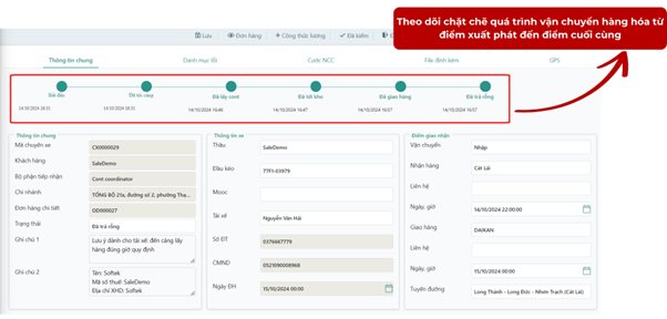 Theo dõi trạng thái chuyến hàng