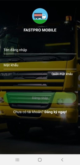 Giao diên đăng nhập ứng dụng di động của tài xế