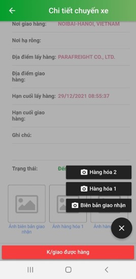 Màn hình chụp ảnh biên bản và trạng thái
