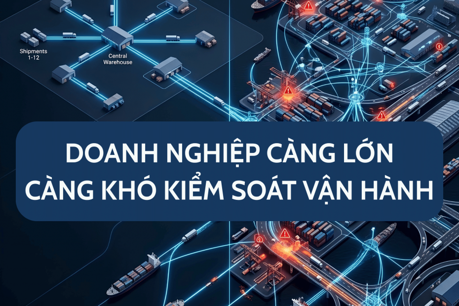Minh họa quản lý logistics từ vận hành đơn giản đến mạng lưới logistics phức tạp khi doanh nghiệp tăng trưởng