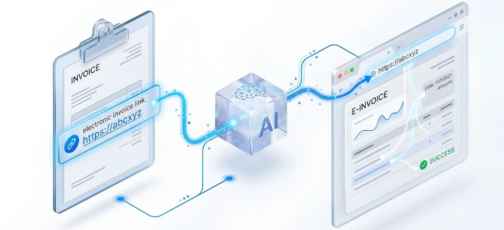 AI thực hiện quét đường link hóa đơn điện tử trên hóa đơn và truy cập vào đường link để xem hóa đơn